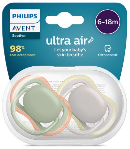 Neutral Ultra Air Pacifiers 6 to 18 Months 2 units