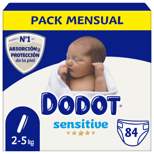 Sensitive Diapers Size 1 from 2 to 5 Kg 84 Units