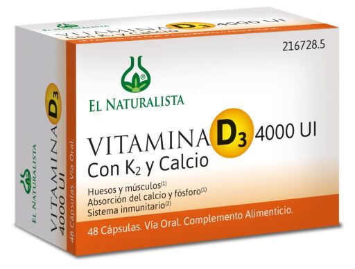 Vitamin D3 4000 Unitsi K2 Calcium 48 Capsules